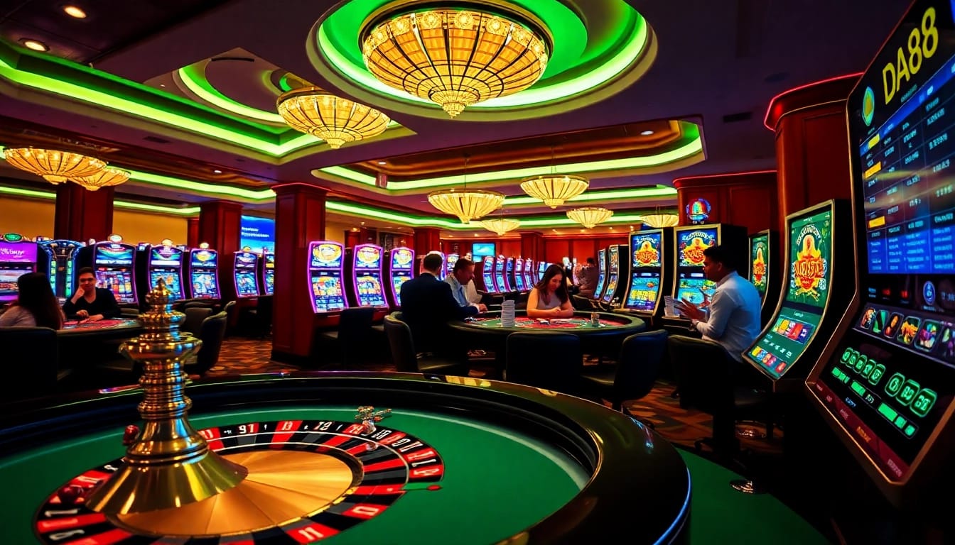 Experience high-stakes excitement at DA88 with vibrant casino tables and engaging players.