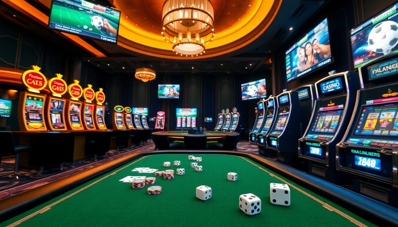 Exciting gambling experience at https://xx88.directory showcasing vibrant casino tables and slot machines.