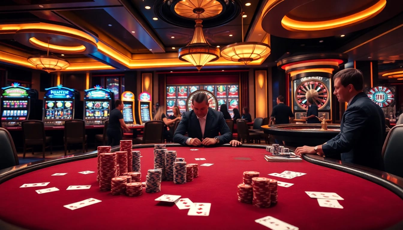 S8 poker table scene showing high-stakes poker action with colorful chips and cards.