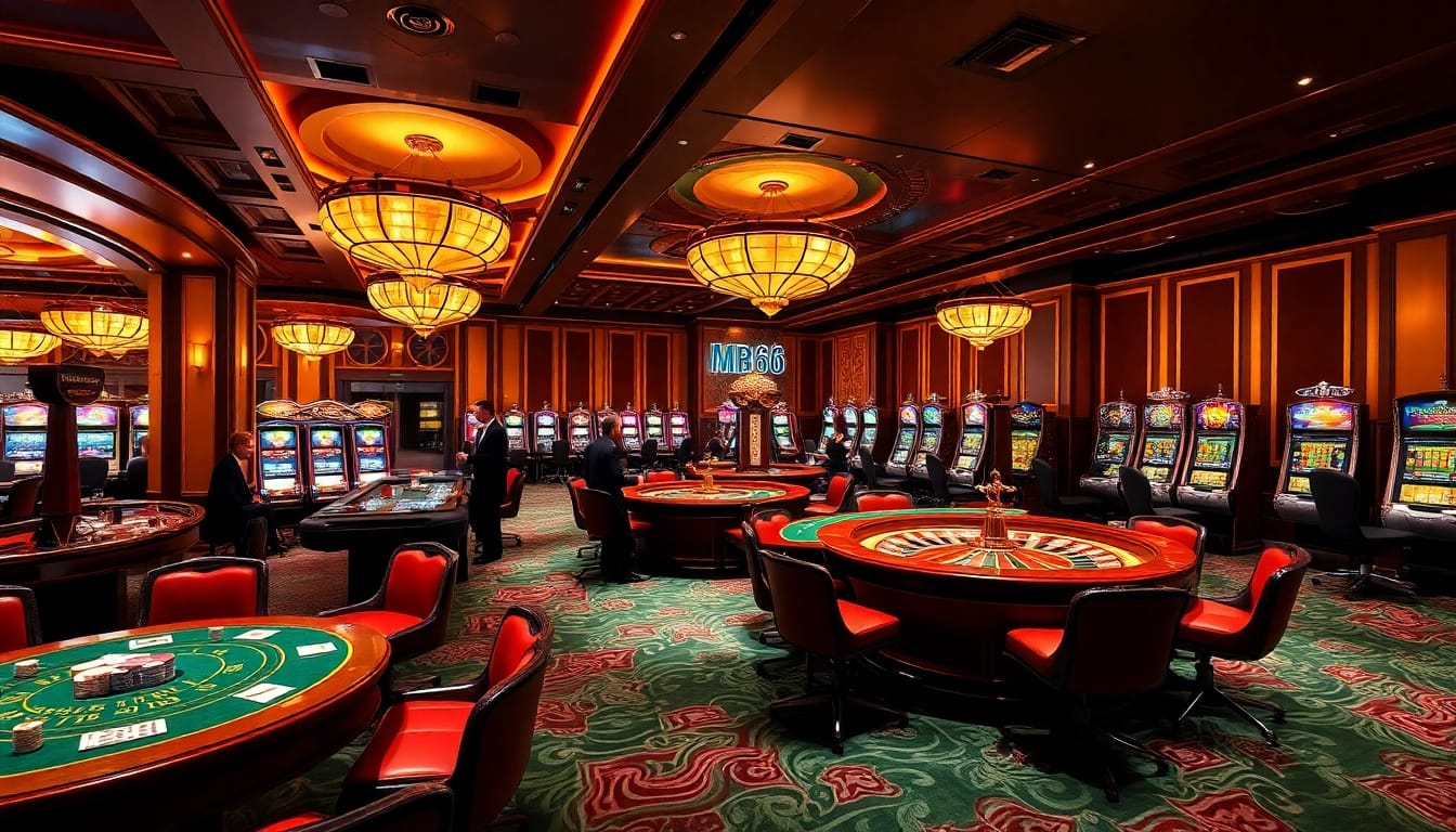 Experience the thrill of MB66 as players engage in high-stakes casino games amidst luxury and excitement.