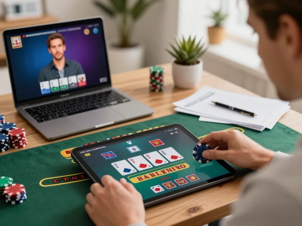SX88 casino user enjoying live dealer blackjack on tablet with betting chips in hand
