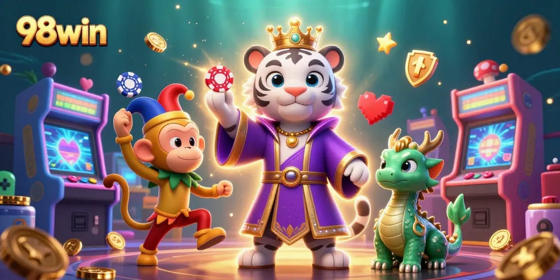 Join the excitement at 98win casino with vibrant 3D gaming characters and dynamic action.