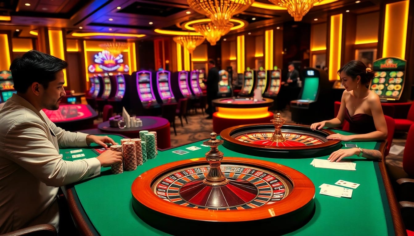 Engage in thrilling gameplay at https://jtg88.com/ with vibrant casino tables and excited players.