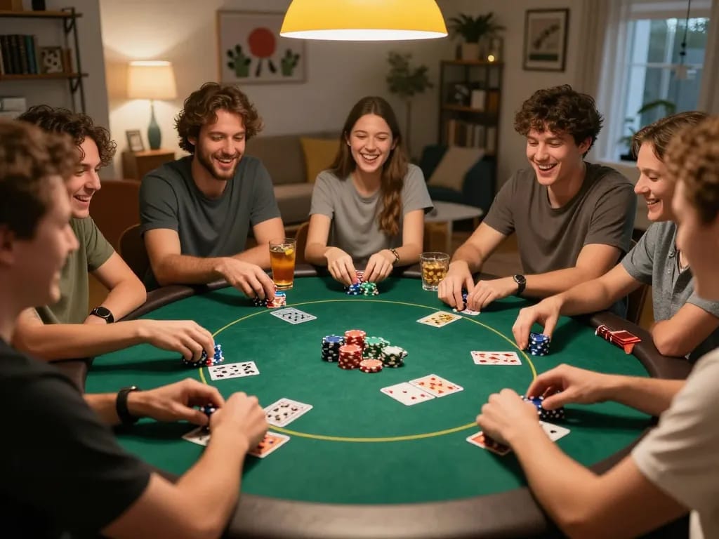Cakhiatv players enjoying a lively poker night, showcasing strategy and camaraderie at home.