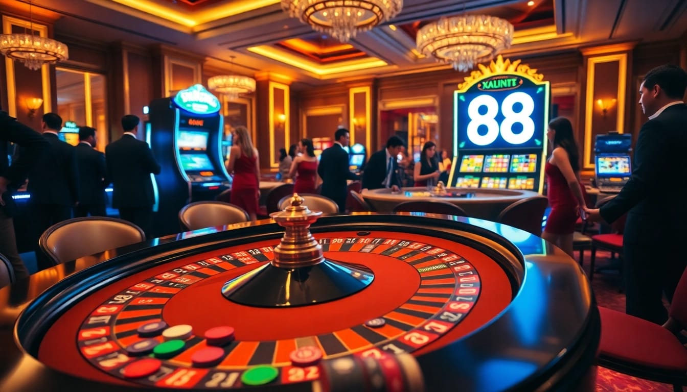 Experience the excitement of XX 88 at a luxurious casino table filled with colorful chips and cards.