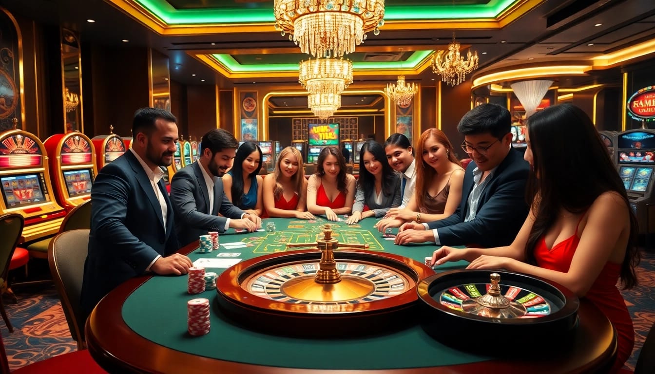 Experience the thrill of online gambling at https://win678.us/ with vibrant casino tables and excited players.