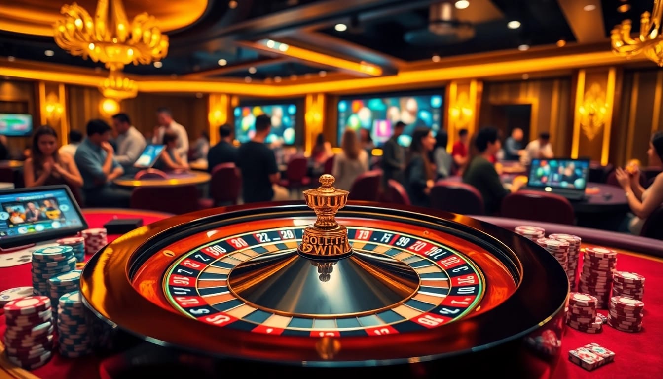 The thrilling moment at Roulette 99WIN as players place bets on a beautifully designed casino table.