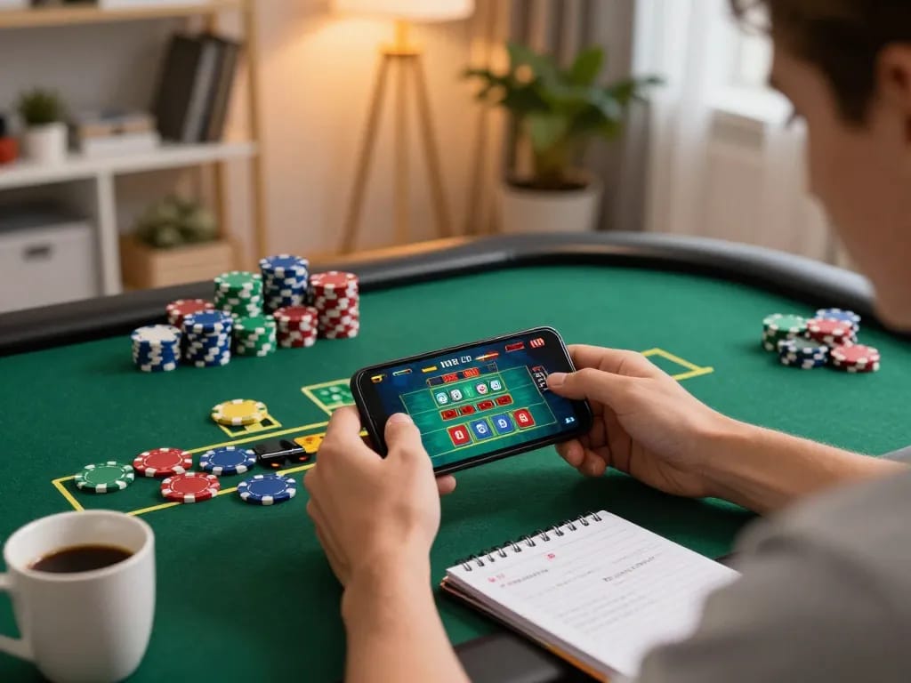 Player engaging in an online blackjack session on mobile, highlighting the strategic approach to mb66 gambling.