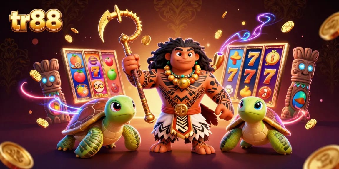 Experience thrilling gameplay with tr88's vibrant slots and dynamic casino elements in a colorful illustration.