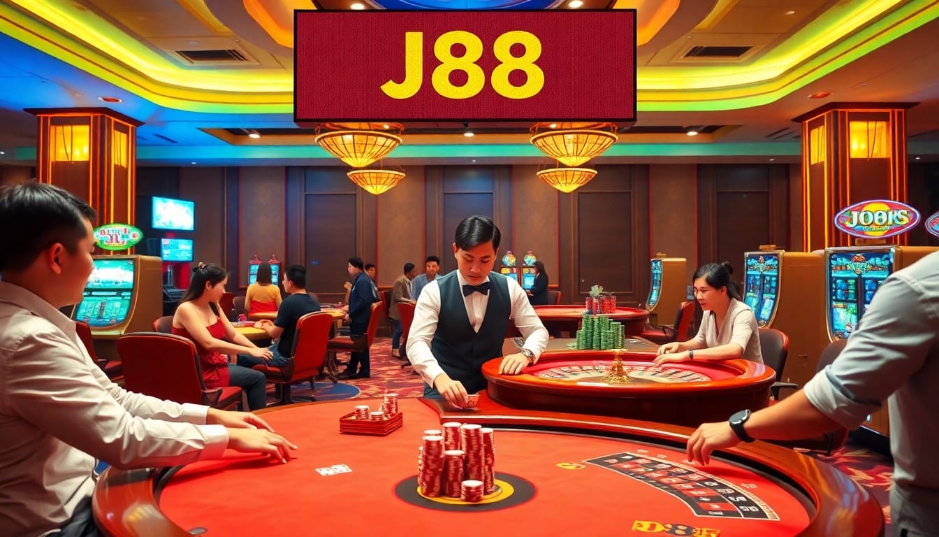 Experience the excitement of J88 casino gaming with vibrant tables and professional dealers.