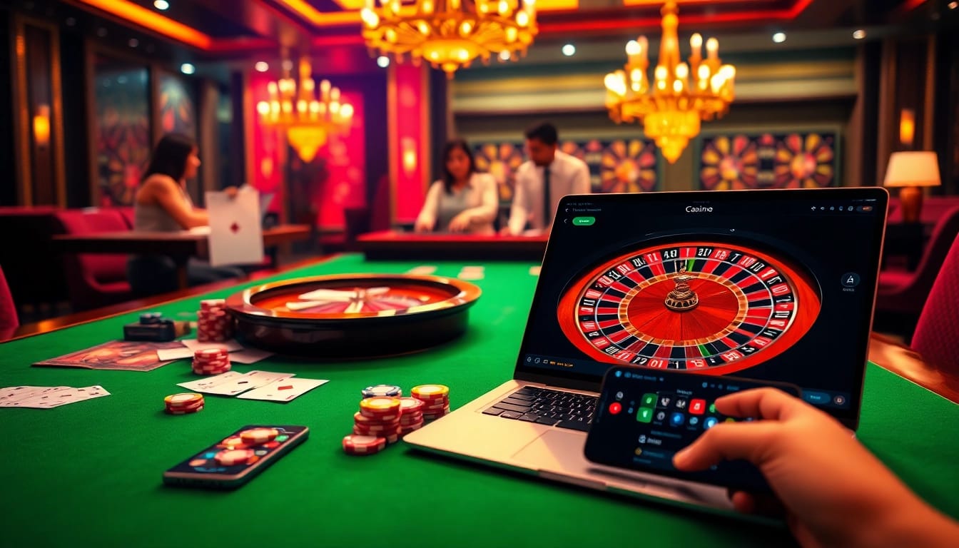 Engaging gamblers in Lô đề online at a luxurious virtual casino setting.