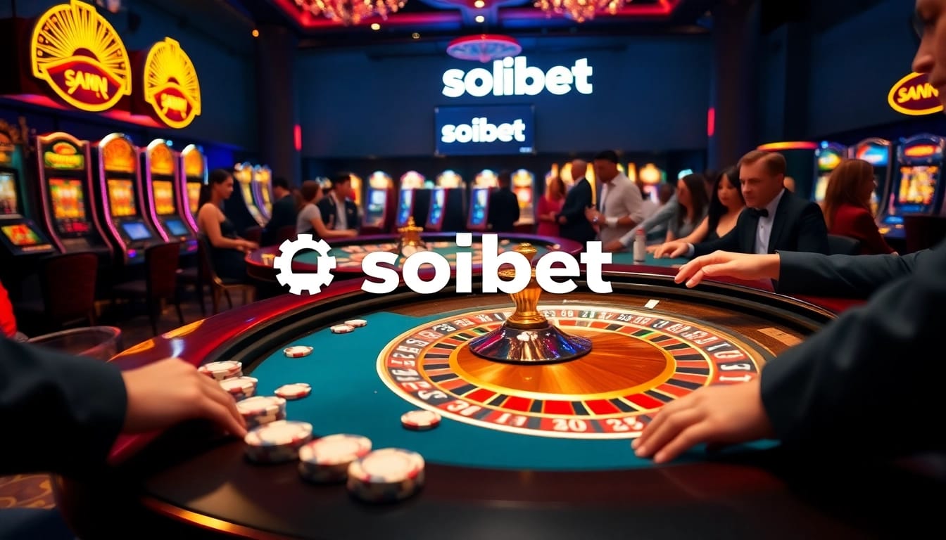 Experience the excitement of เว็บ soibet with a luxurious casino scene featuring a roulette table.