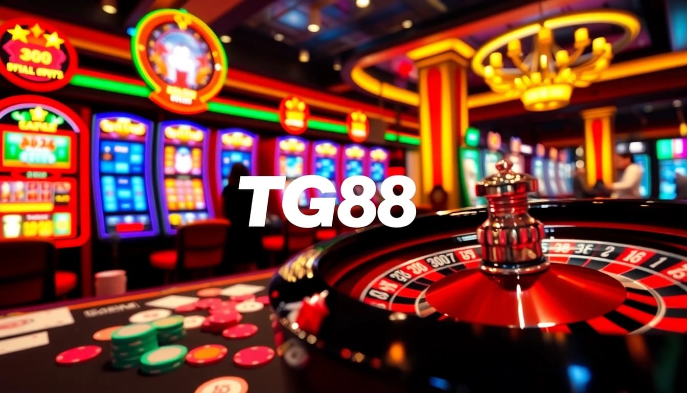 Experience dynamic gambling excitement at TG88 with vibrant chips and roulette action.