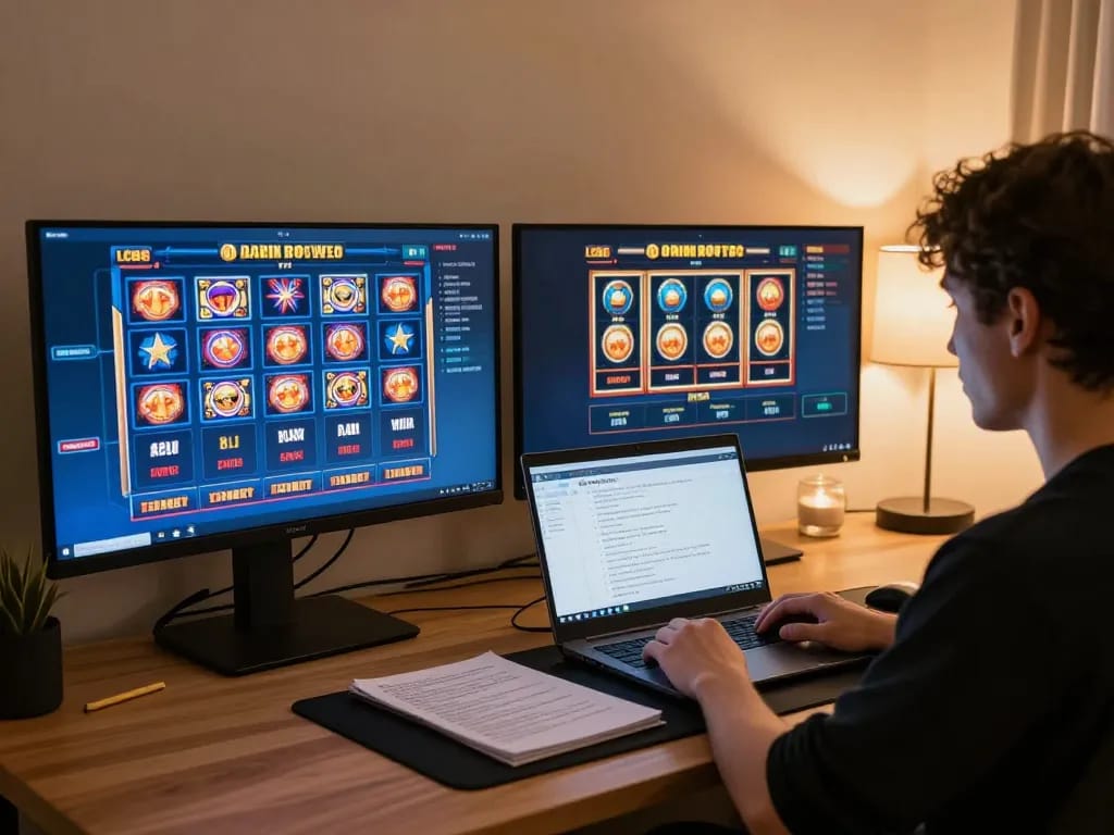 Experience thrilling gameplay and winning strategies at LC88 online casino with a modern gaming setup.