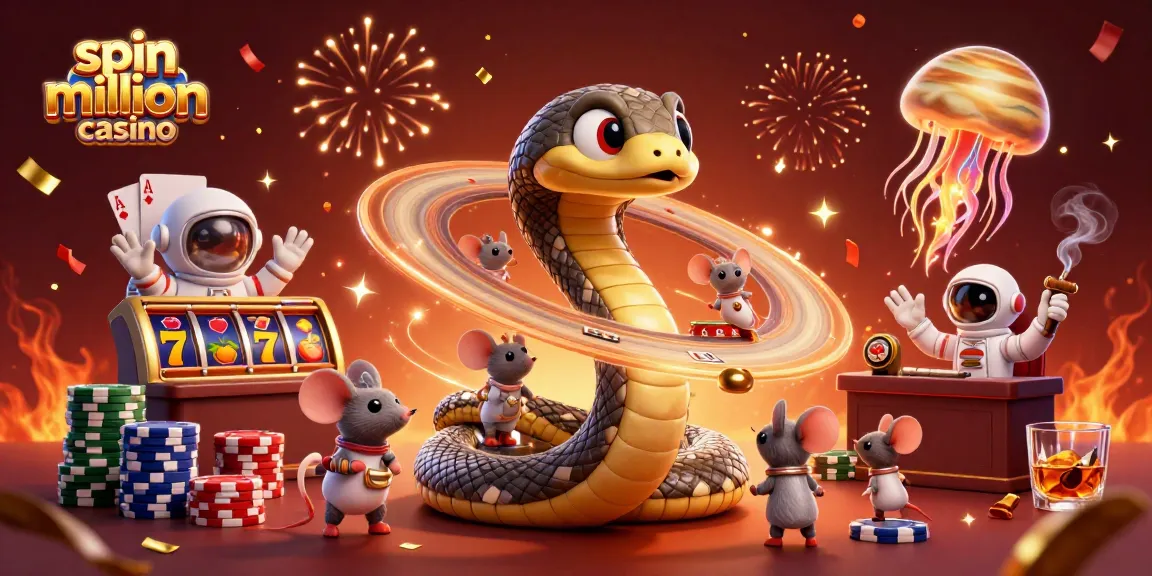 Join astronaut mice as they spin Million Casino's unique roulette wheel, set against a cosmic backdrop.