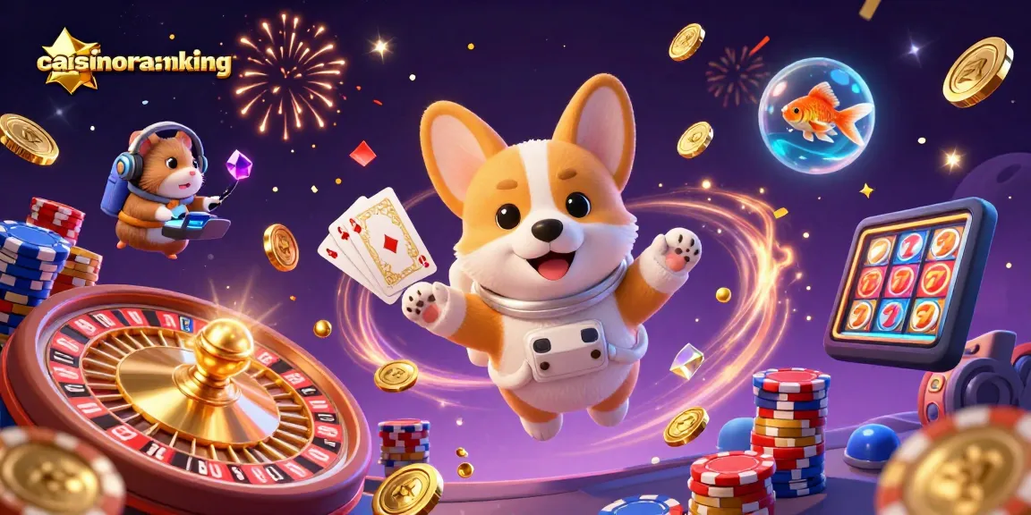 Betting with casinoranking brings a whimsical view of an astronaut corgi in a floating casino.