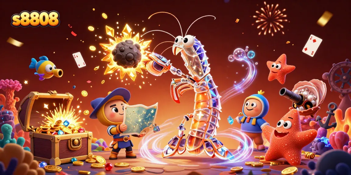 Engage with vibrant s8808 casino world featuring galactic shrimp hero exploding treasure.