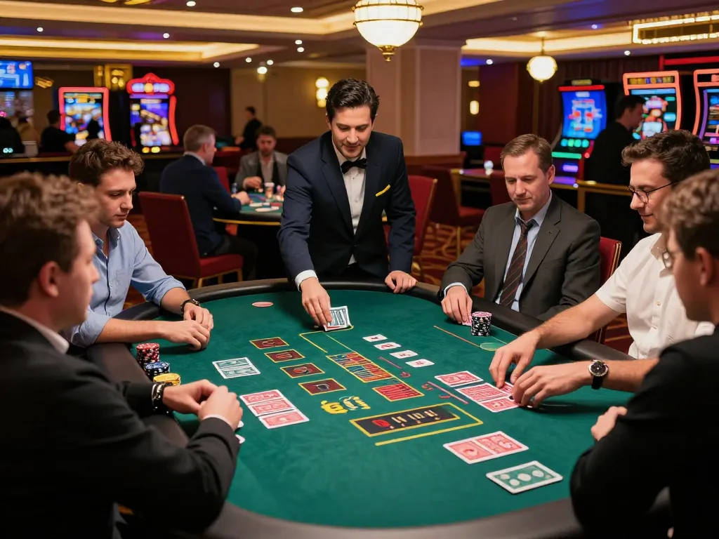 Players engaging in a high-stakes game at 11BET blackjack table, moment of decision highlighted.