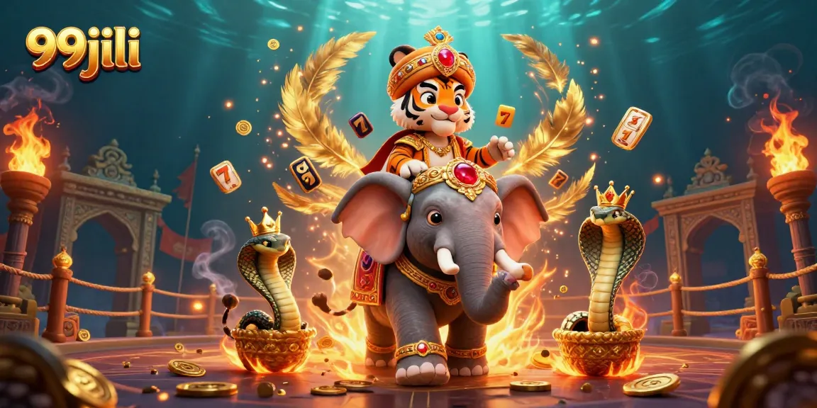 Bet and win with 99jili at the vibrant online casino featuring animated characters and golden treasures.