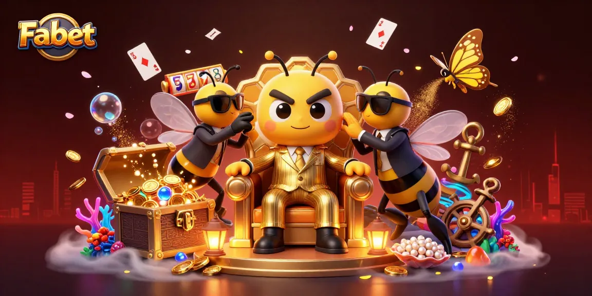 Experience thrilling gameplay with Fabet's 3D mob boss casino illustration featuring vibrant treasures and card play