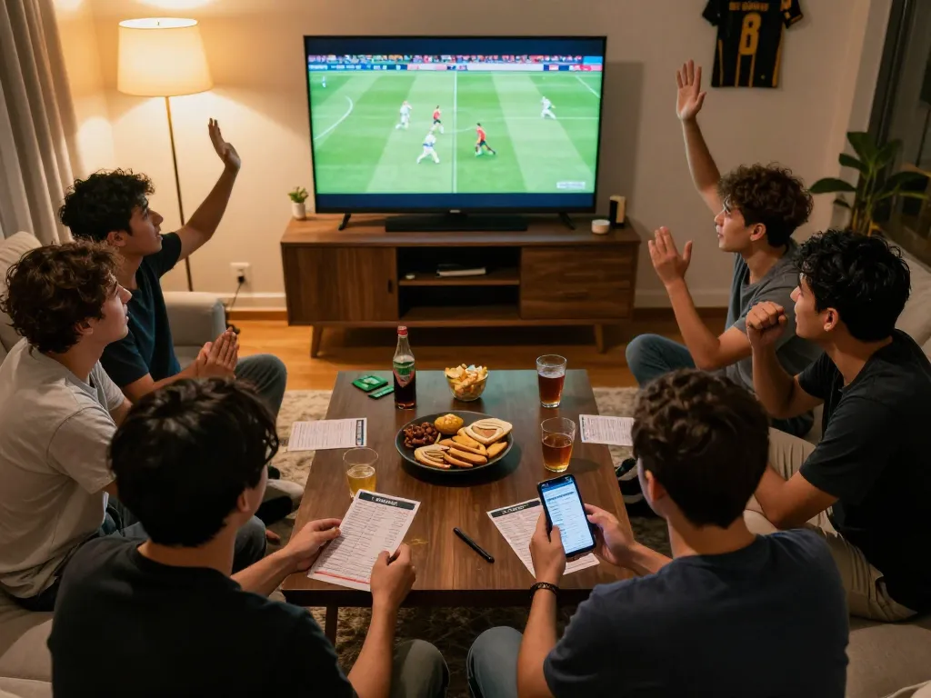 Kèo Nhà Cái enhancing sports betting excitement among friends during a live match.