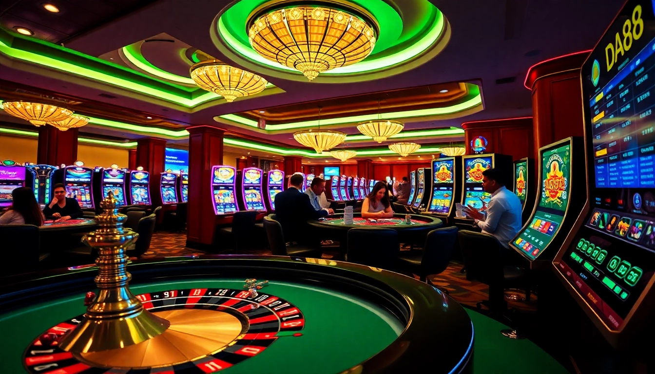 Experience high-stakes excitement at DA88 with vibrant casino tables and engaging players.