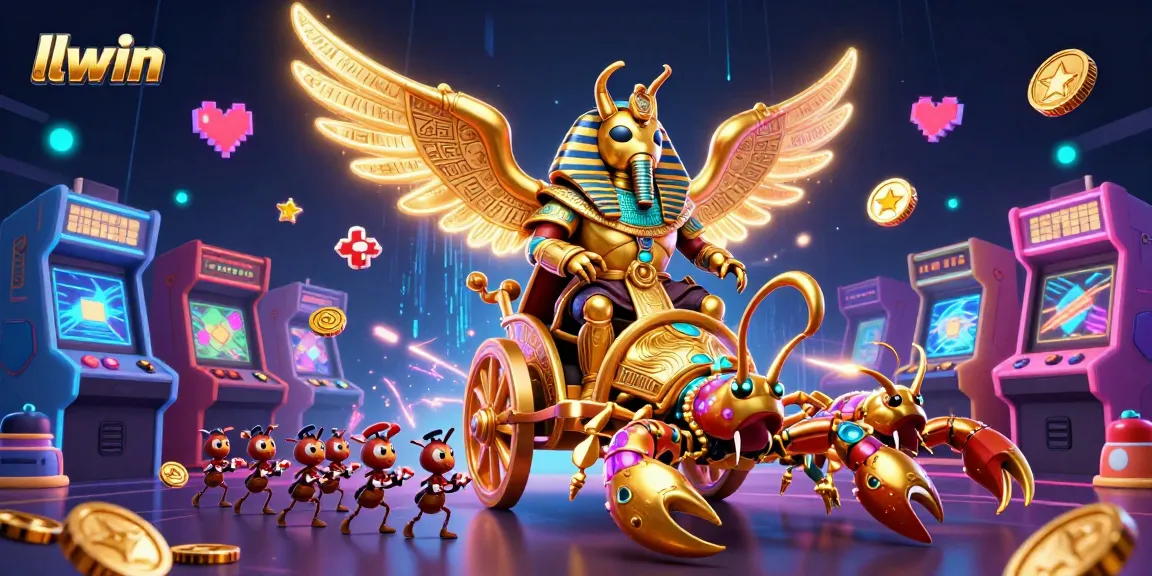Experience thrilling gameplay at llwin with a vibrant casino scene featuring unique characters and arcade elements.