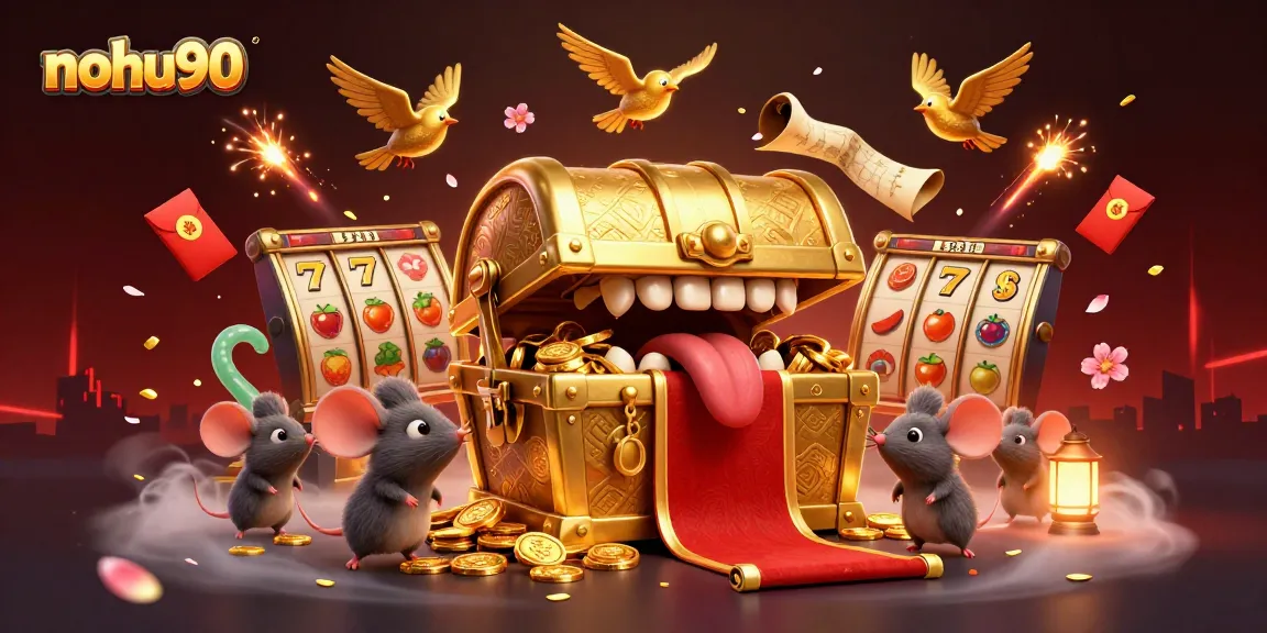 Engage with nohu90, the vibrant world of online slots, as treasure chests and playful characters promise big wins.