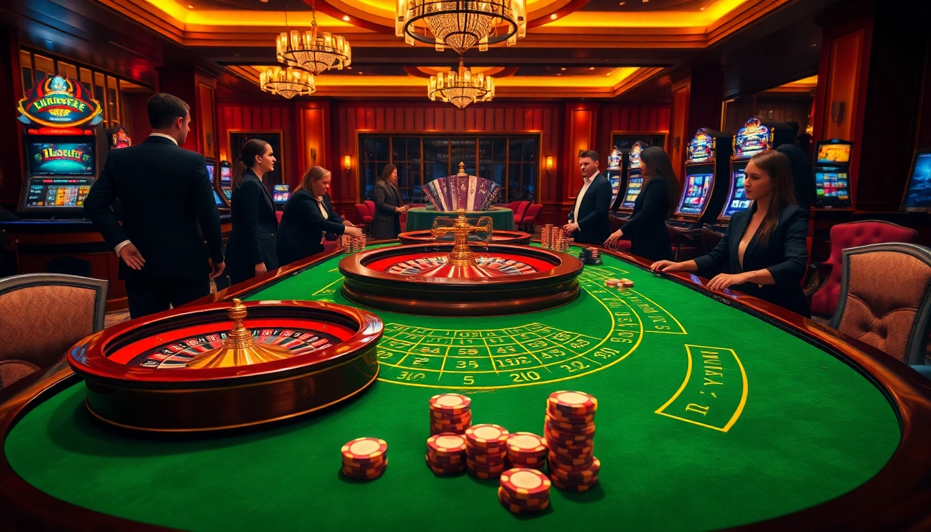 Lodetructuyen engaging gameplay with a vibrant casino table, poker chips, and roulette wheel.