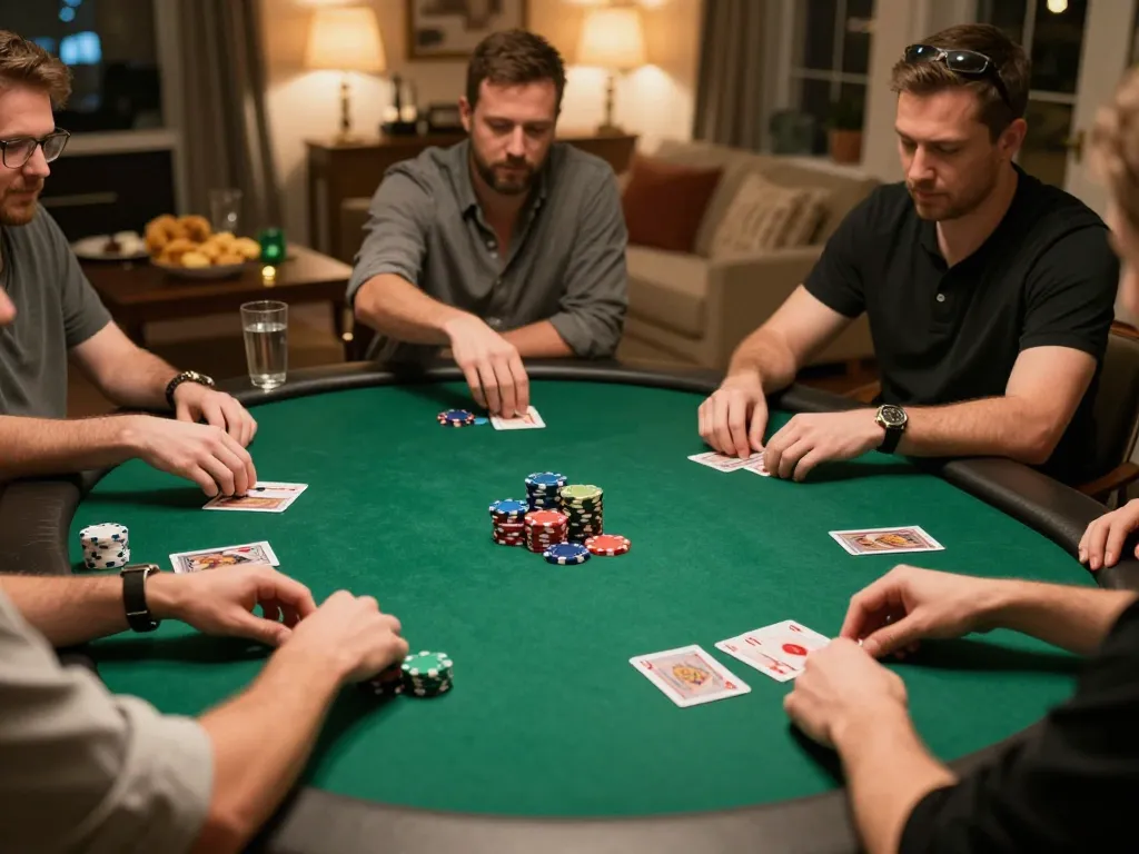 Sunwin poker game in action with players placing bets and revealing cards during friendly competition.