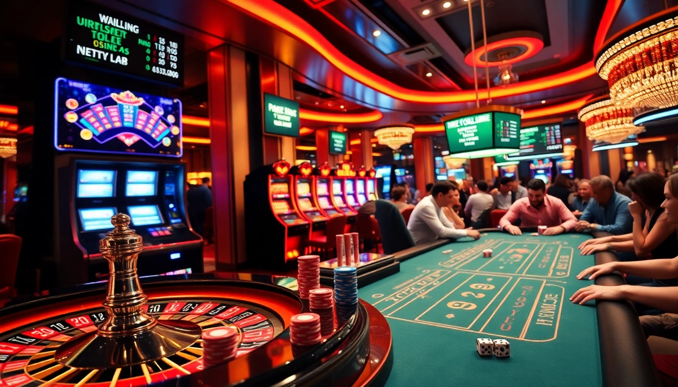 Experience the excitement of 88AA casino with vibrant tables, poker chips, and happy players.