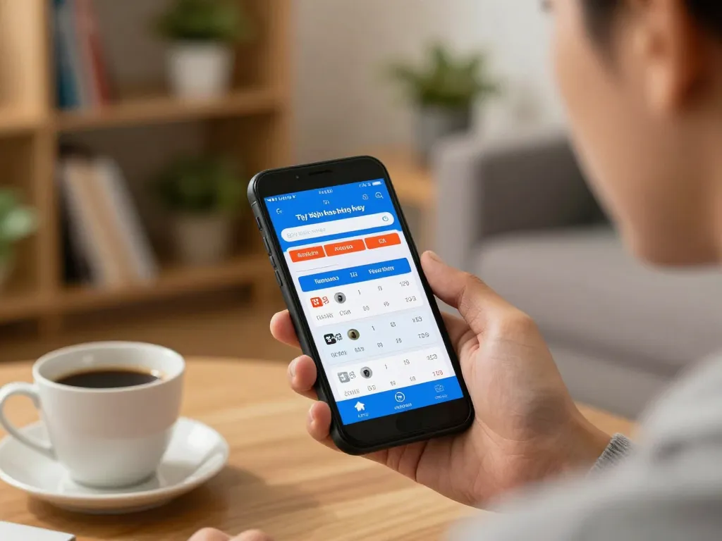Tỷ lệ kèo nhà cái hôm nay displayed on smartphone during a strategic sports betting session at home.