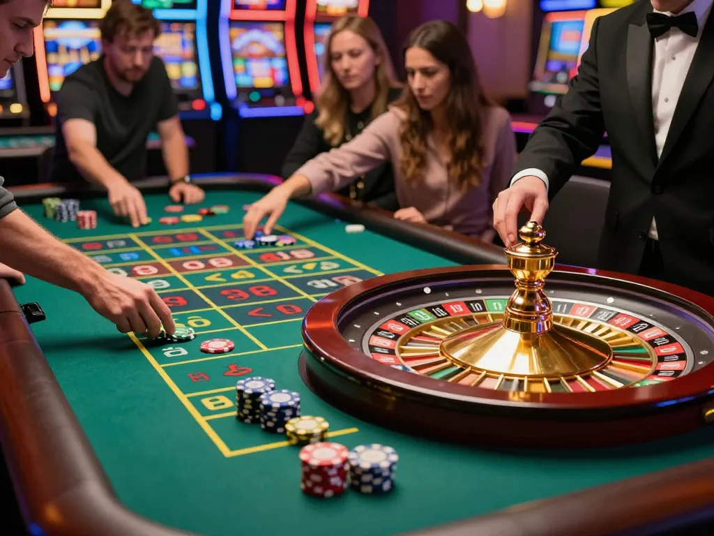 Experience thrilling roulette action at mb66 casino with players focused on winning.