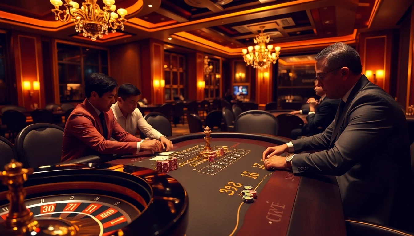 Players engaging in a thrilling poker game at b29, showcasing vibrant chips and cards.
