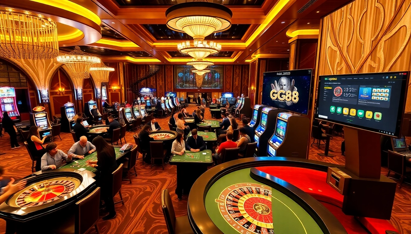 Experience the excitement of gambling at gg88 with luxurious casino visuals and vibrant gaming action.