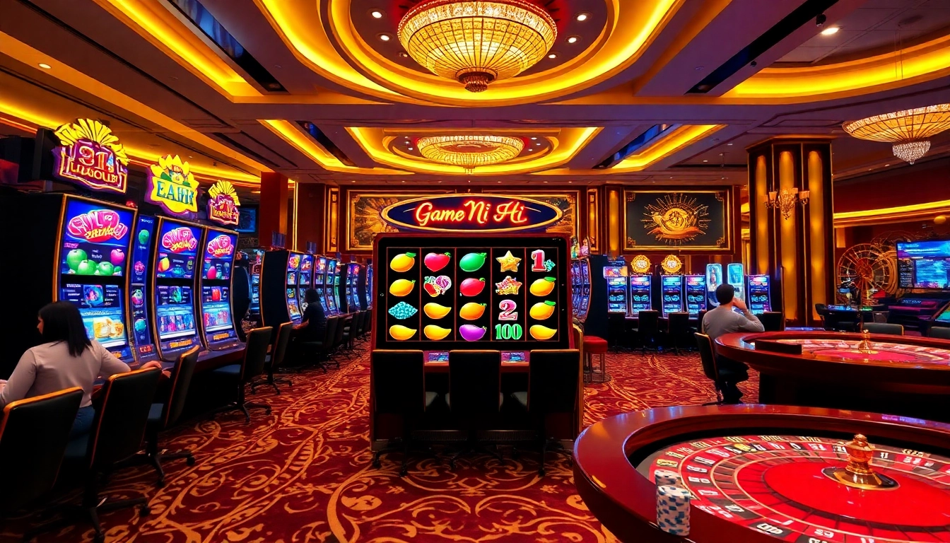 Experience the excitement of Game Nổ Hũ with bright slot machines and casino atmosphere.