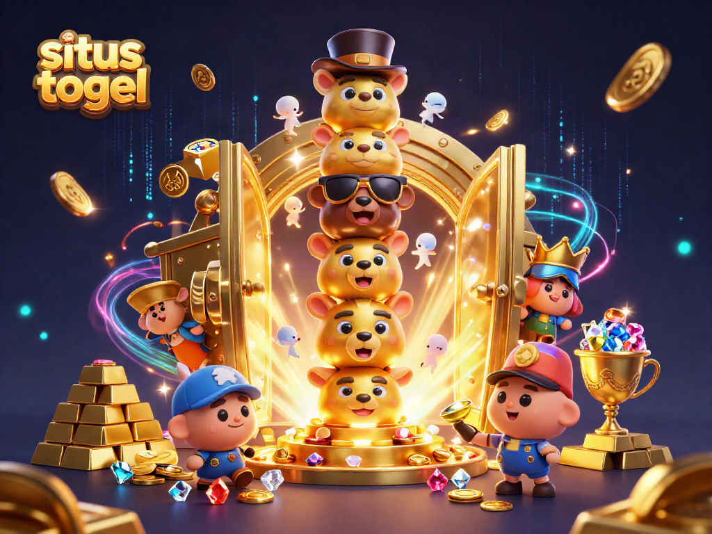 Play exciting situs togel as a vibrant golden totem pole comes to life amidst treasures.
