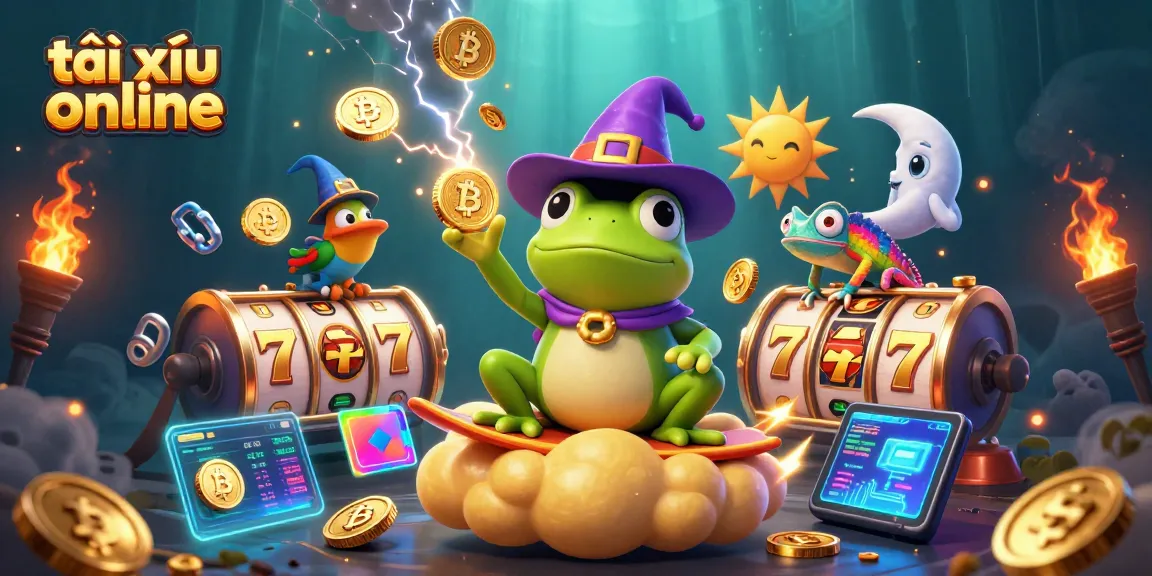 Win big playing tài xỉu online in this vibrant 3D casino illustration, featuring coins and slots.
