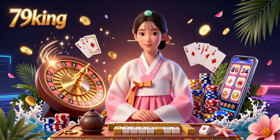 Experience the thrill of 79king casino with a dynamic scene of gambling elements and elegant characters.
