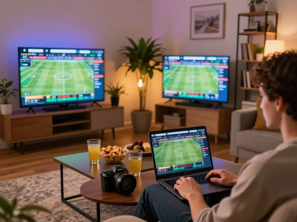 ATQ player actively placing bets in a cozy home setup, showcasing online sports betting excitement.