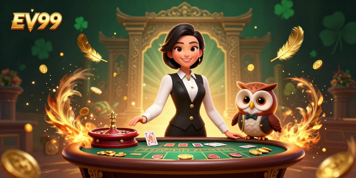 Play games at EV99 with a stylish dealer and exciting casino elements all around.