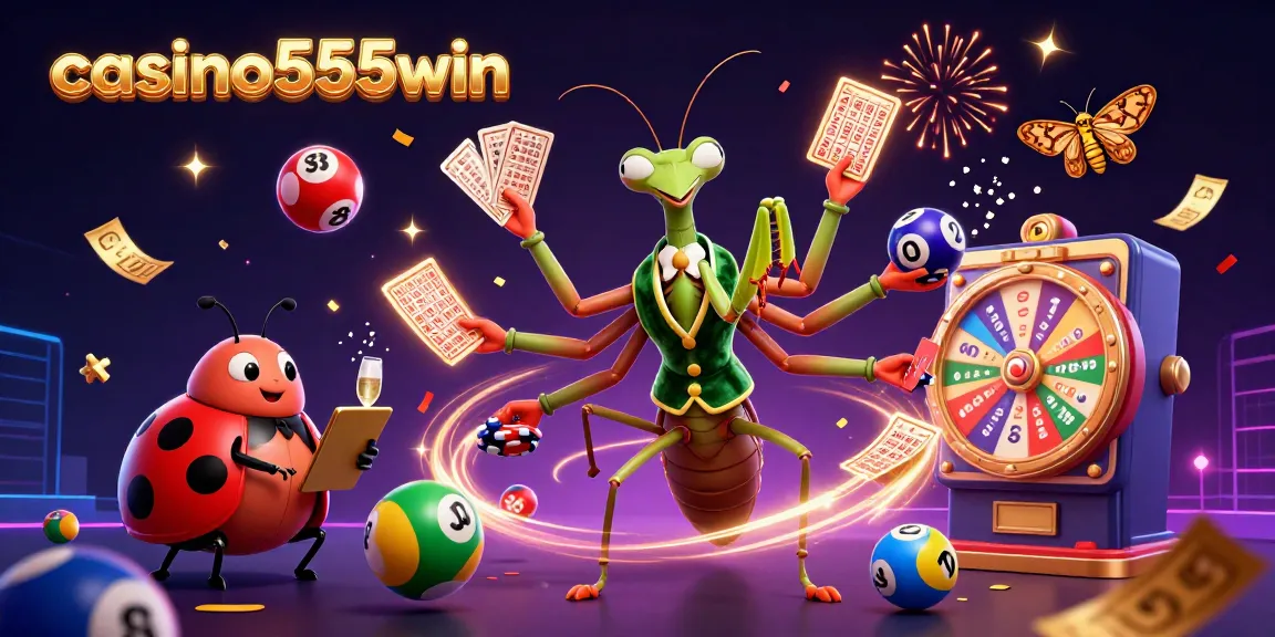 Engage with exciting games at casino555win, featuring vibrant lottery balls and dynamic gaming elements.