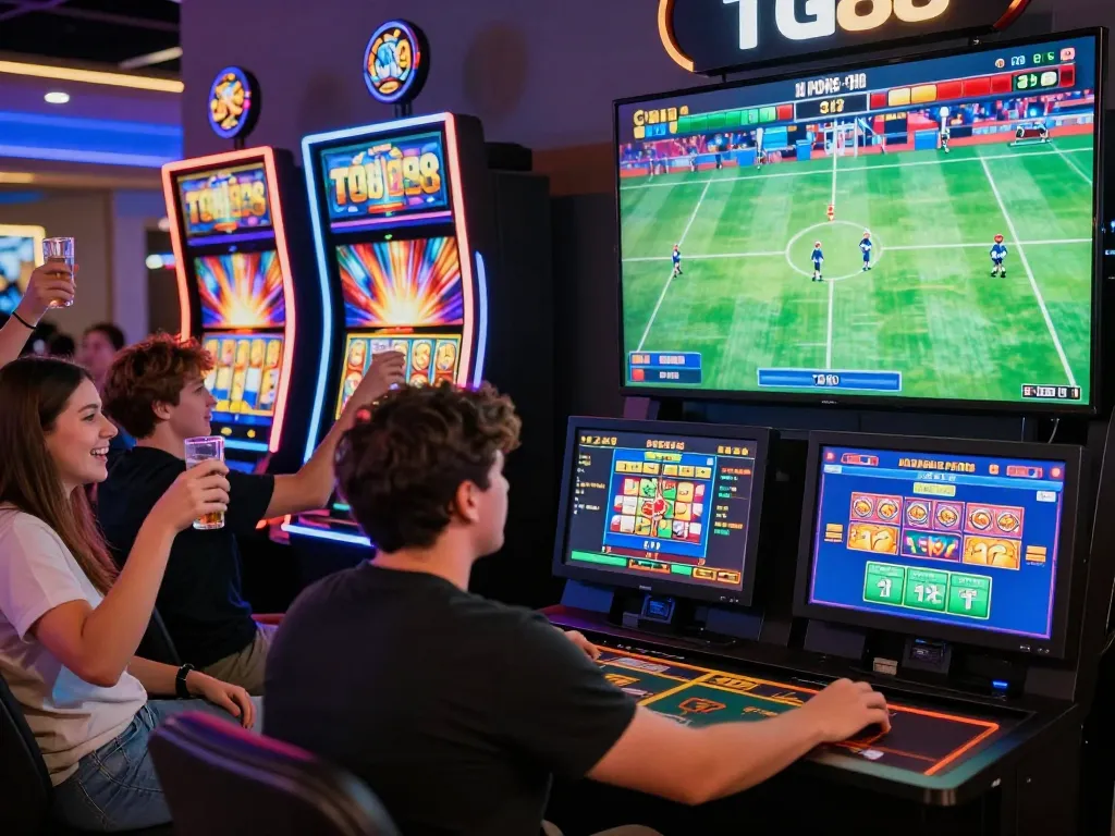 Players enjoying the vibrant TG88 online gambling experience with live sports and gaming action.