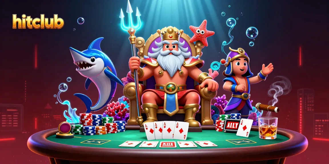 Join hitclub at a vibrant poker table with Neptune and friends, ready to play.