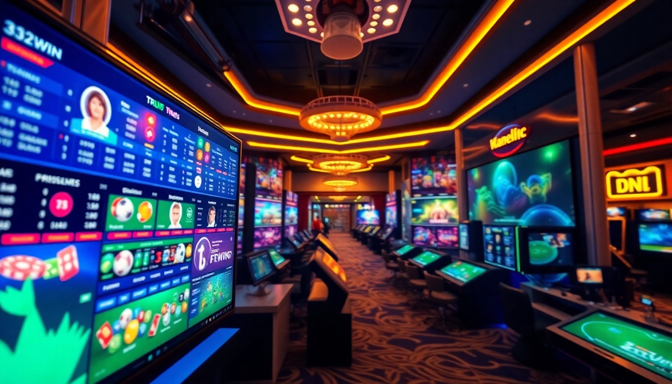 Experience the thrill of Nhà cái 32win with vibrant visuals of online gaming and sports betting.