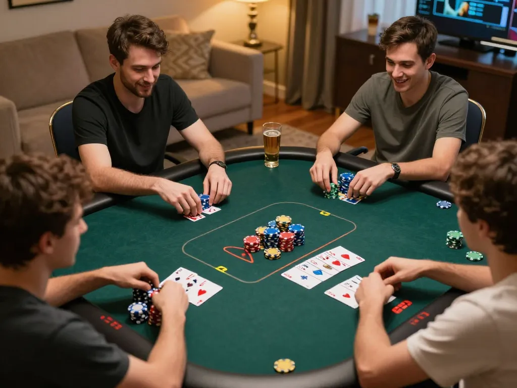 Players enjoying an exciting online poker game on DA88 platform with vibrant chips and cards