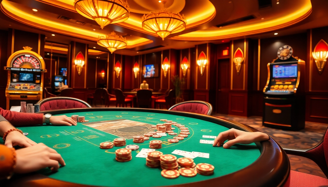 GO8 players enjoying a thrilling round of poker in a luxurious casino setting.