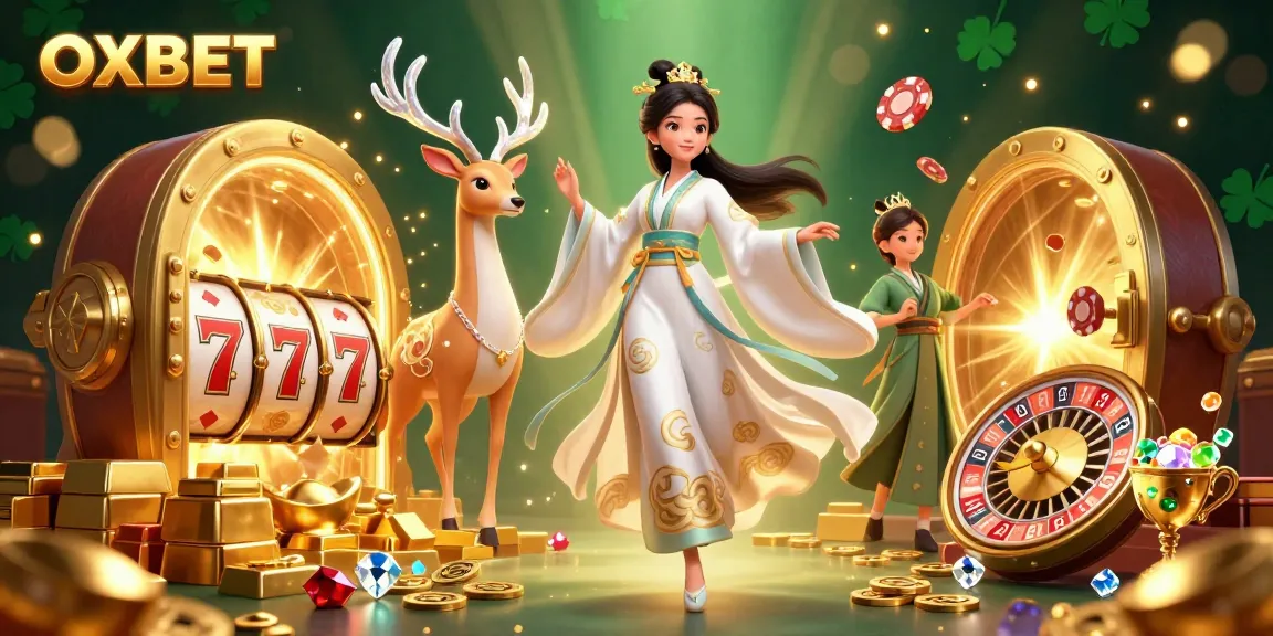 Engage with OXBET's thrilling casino atmosphere featuring majestic characters and sparkling treasures.