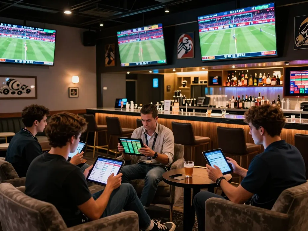 Exciting sports betting lounge showcasing kèo nhà cái hôm nay with bettors analyzing live odds and matches