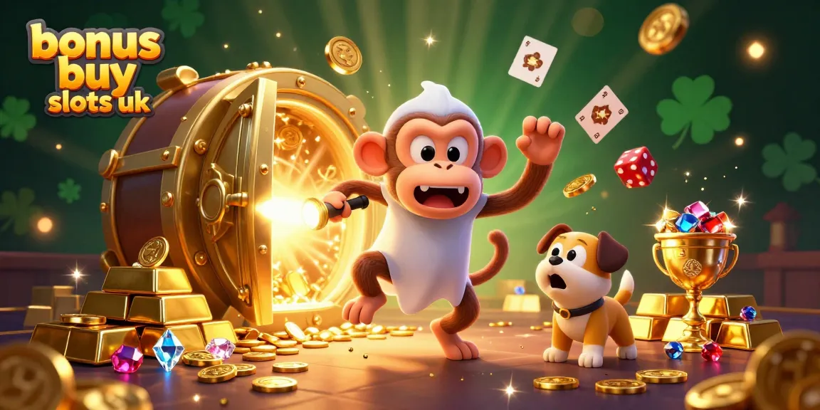 Experience thrilling bonus buy slots uk action with a monkey juggling coins and a puppy hunter in a lively casino.
